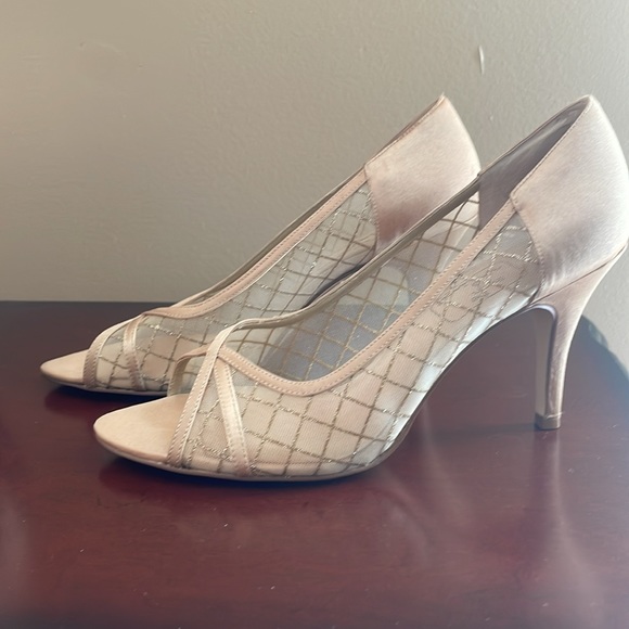 Satin Gold Peep-toe Pump - Picture 3 of 8